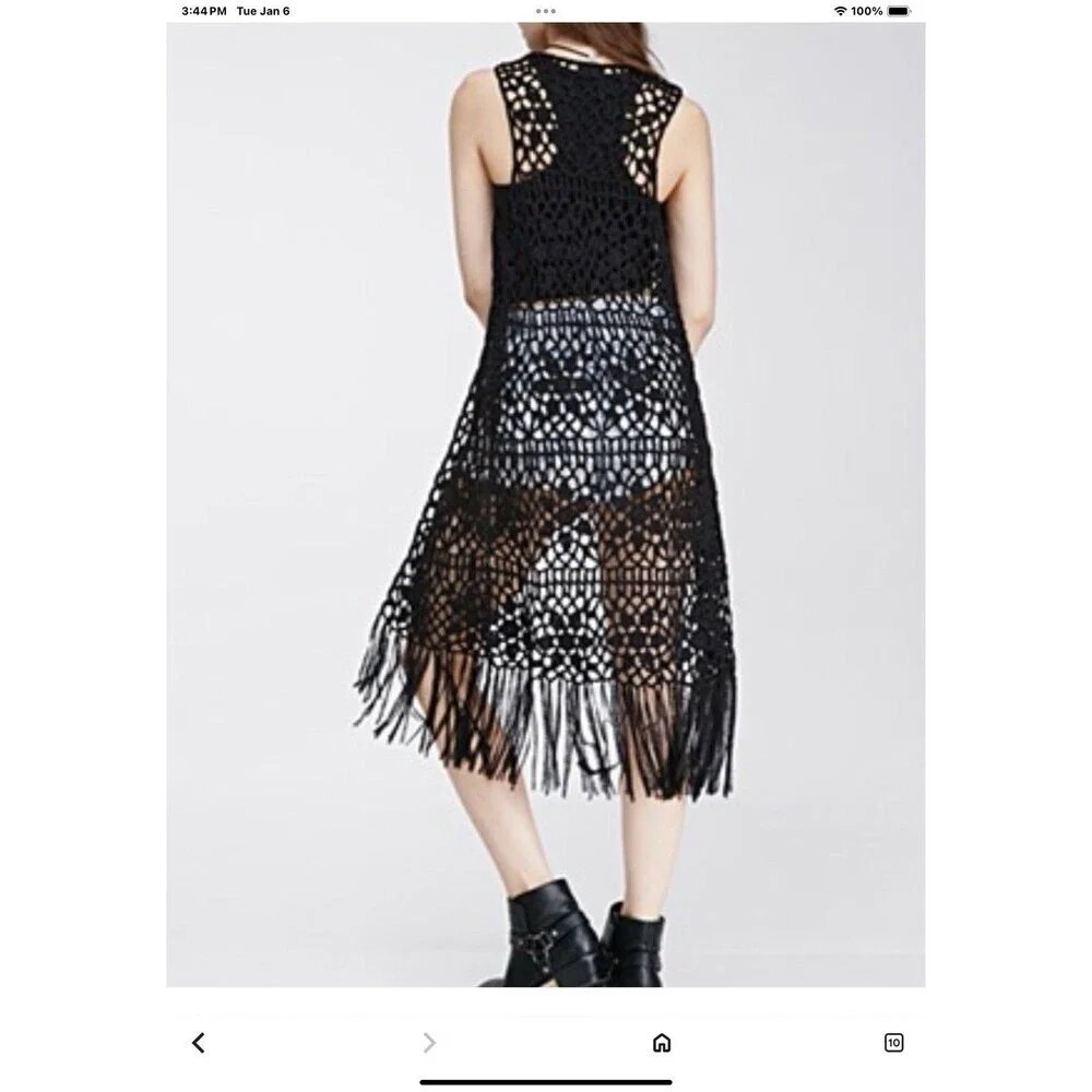 Crochet Vest Say What ?Sleeveless Black Size L - Picture 8 of 8